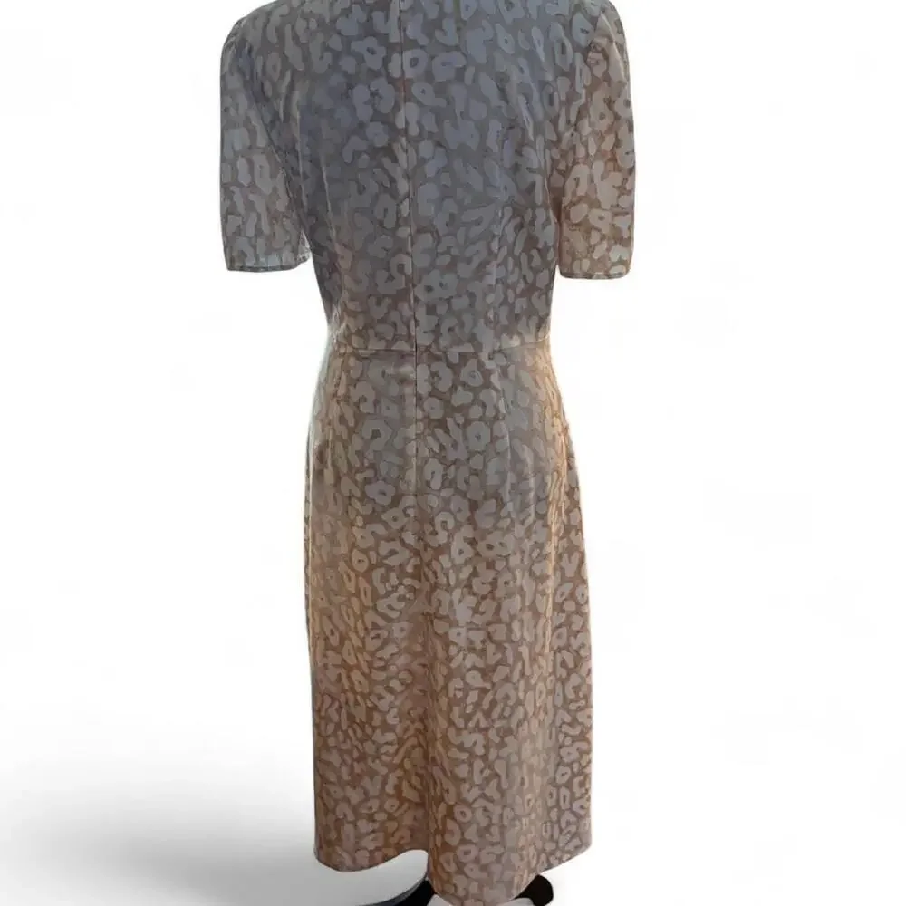 Cream and tan leopard print midi dress Size 4 - Picture 5 of 7